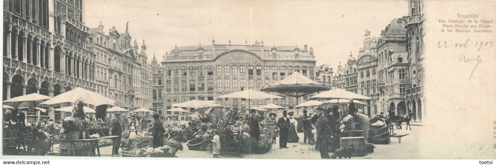 DUBBELE KAART CARTE DOUBLE   GRAND PLACE MARCHE BRUXELLES  BLOEMEN MARKT FLEURS - Bruxelles-ville