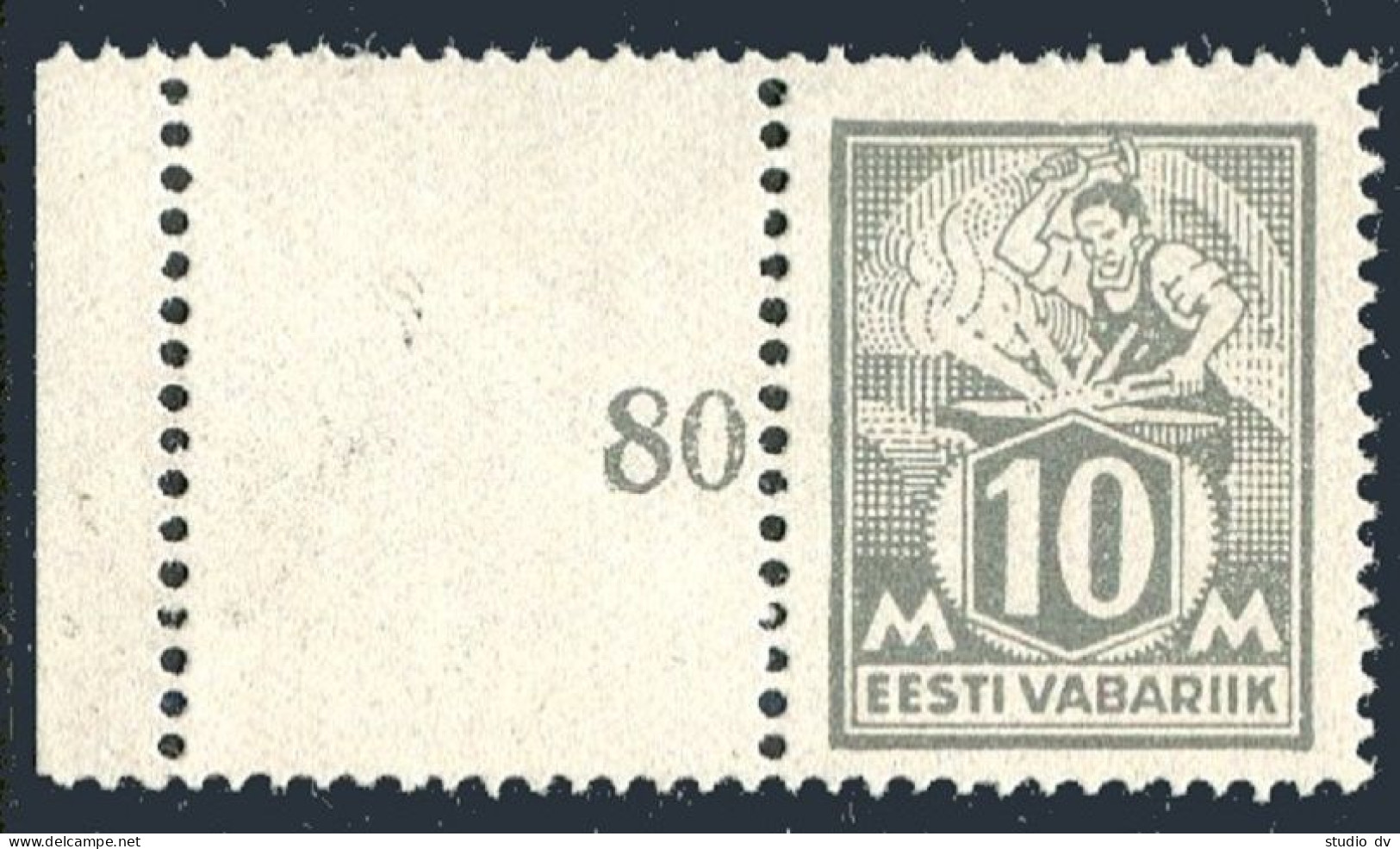 Estonia 89-label, MNH. Michel 73. 3rd Philatelic Exhibition, 1928. Blacksmith. - Estonie