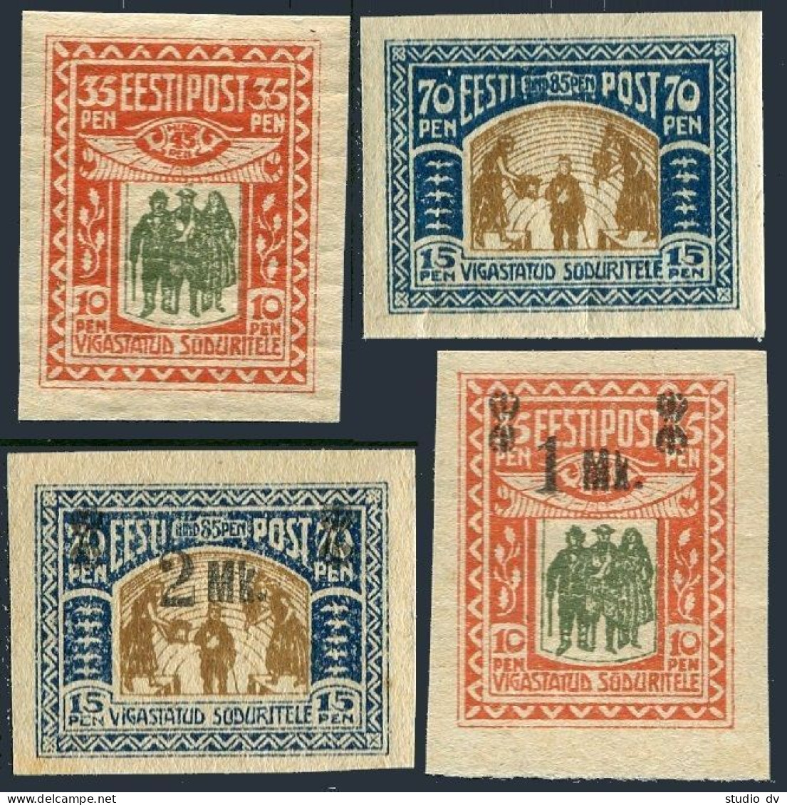 Estonia B1-B4, Mint No Gum. Assisting Wounded Soldier, Aid & Surcharged, 1920. - Estonia