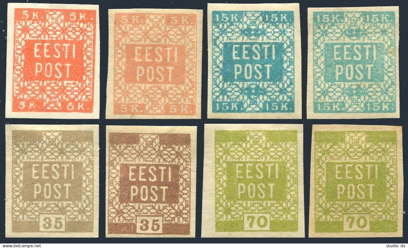 Estonia 1-4 Two Colors Each, Lightly Hinged. Michel 1-4, 3d. EESTI POST, 1918. - Estonie