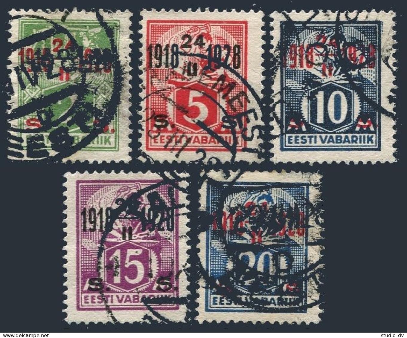 Estonia 84-88,used.Michel 68-72. Independence-10, 1928. Weaver, Blacksmith. - Estland