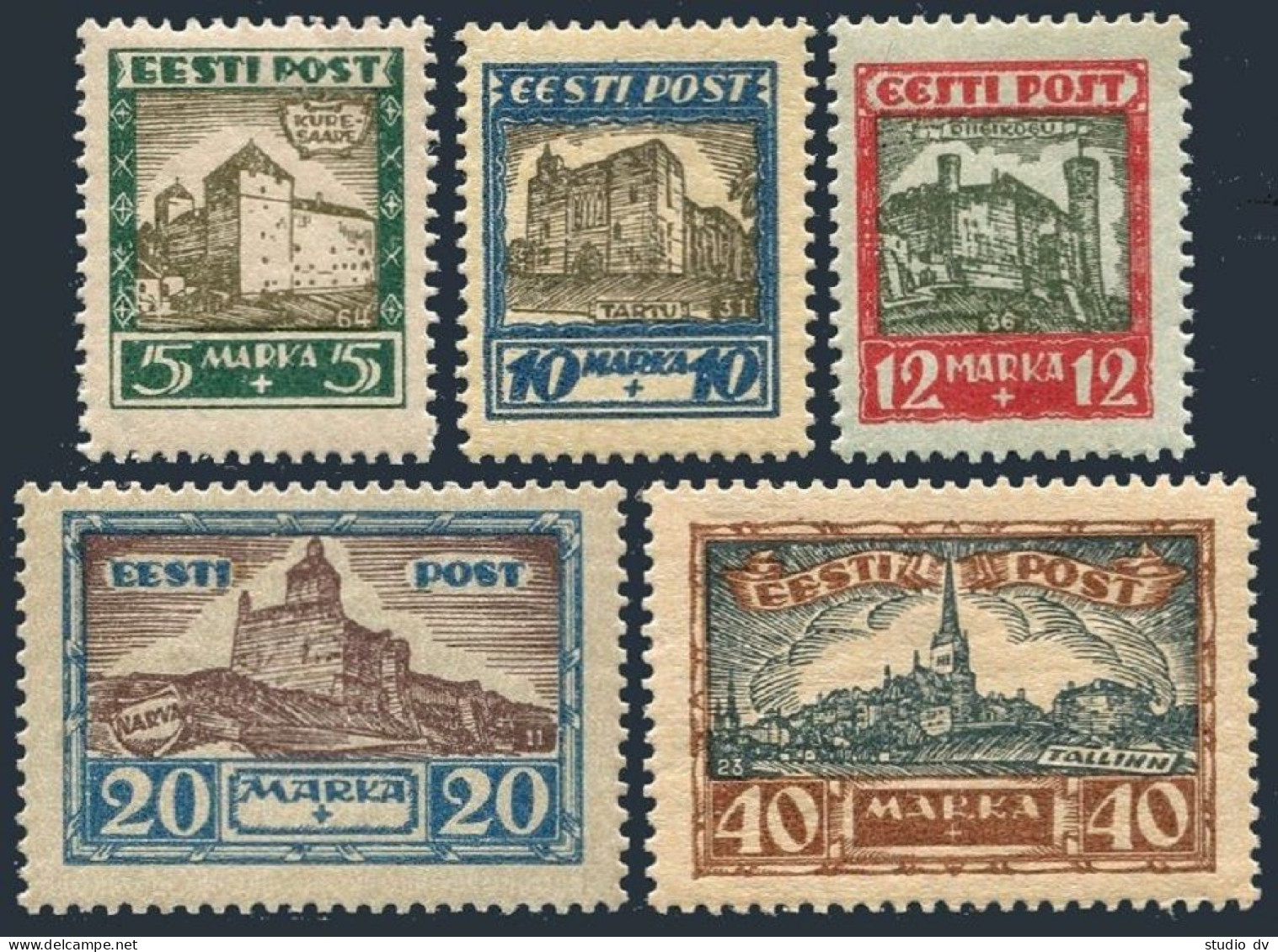 Estonia B15-B19,MNH. Semi-postal 1927.Views:Kuressaare,Tartu,Narva,Tallinn. - Estonia