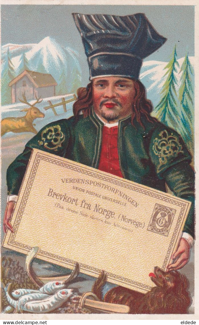 Lappon With Postcard Of Norway Stamp  Norge - Norvège