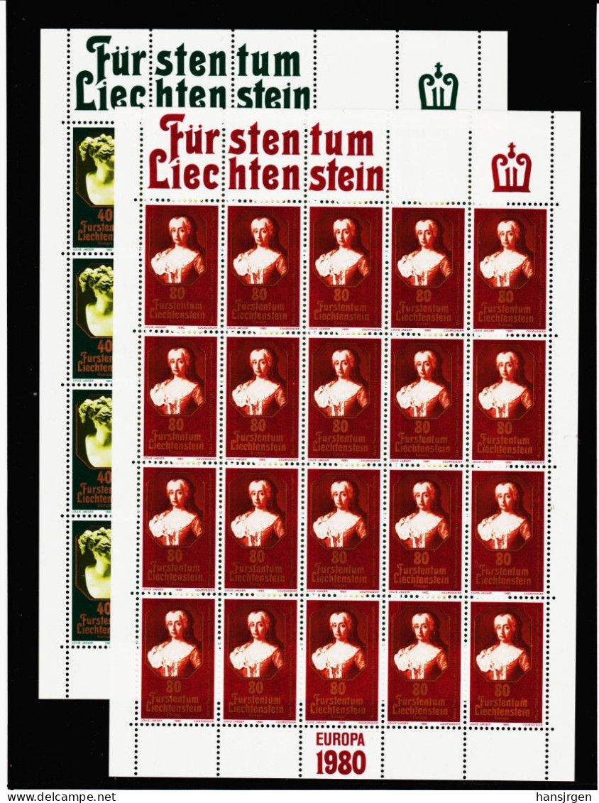 YANxx/21 LIECHTENSTEIN 1980 Michl 741/42 KLEINBOGEN ** Postfrisch SIEHE ABBILDUNG - Nuovi