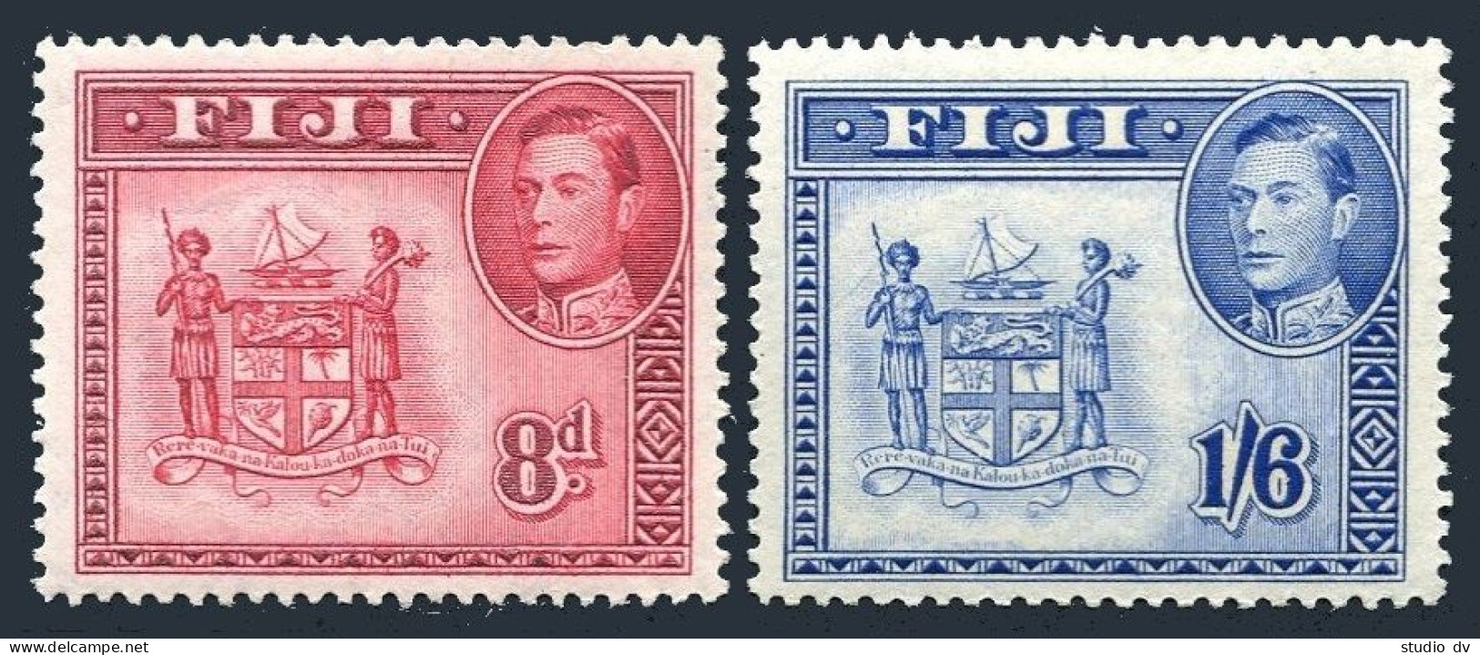 Fiji 126, 128A, Hinged. Michel 102A,105A. King George VI,1948,1950.Arms. - Fiji (1970-...)