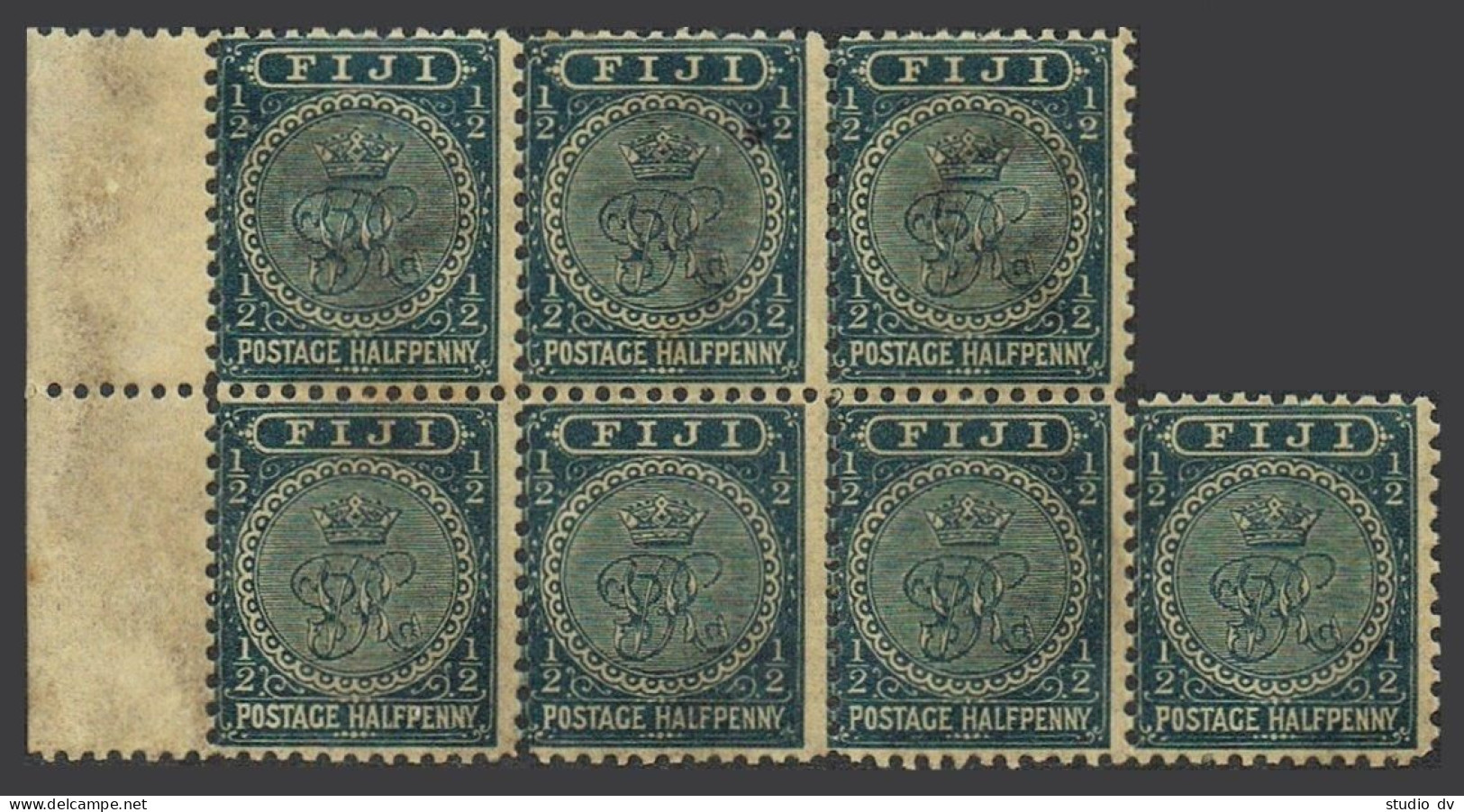 Fiji 53 Block/7, Mint Without Gum. Michel 27. Crown.1892. - Fiji (1970-...)