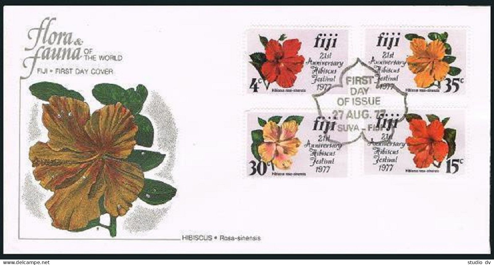 Fiji 376-379, FDC. Michel 364-367. Hibiscus Festival 1977. - Fiji (1970-...)