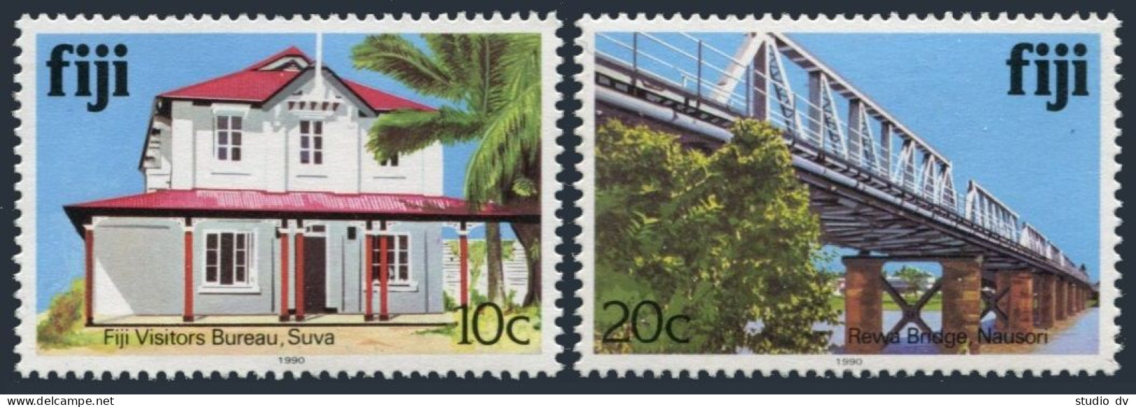 Fiji 414i,418i,MNH. 1990.Visitors' Bureau,Rewa Bridge. - Fiji (1970-...)