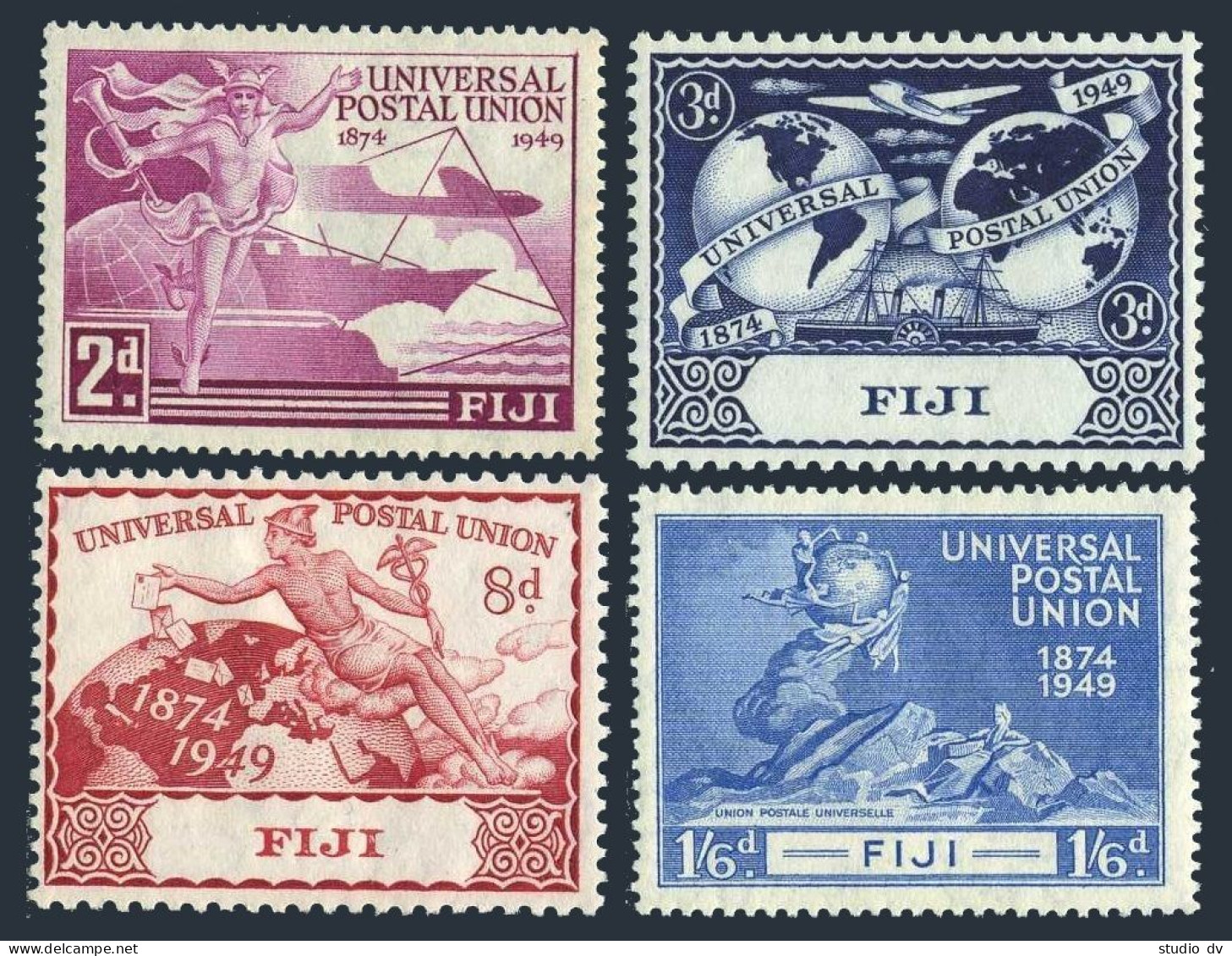 Fiji 141-144, Hinged. Mi 116-119. UPU-75,1948. Mercury,Symbols Of Communications - Fiji (1970-...)