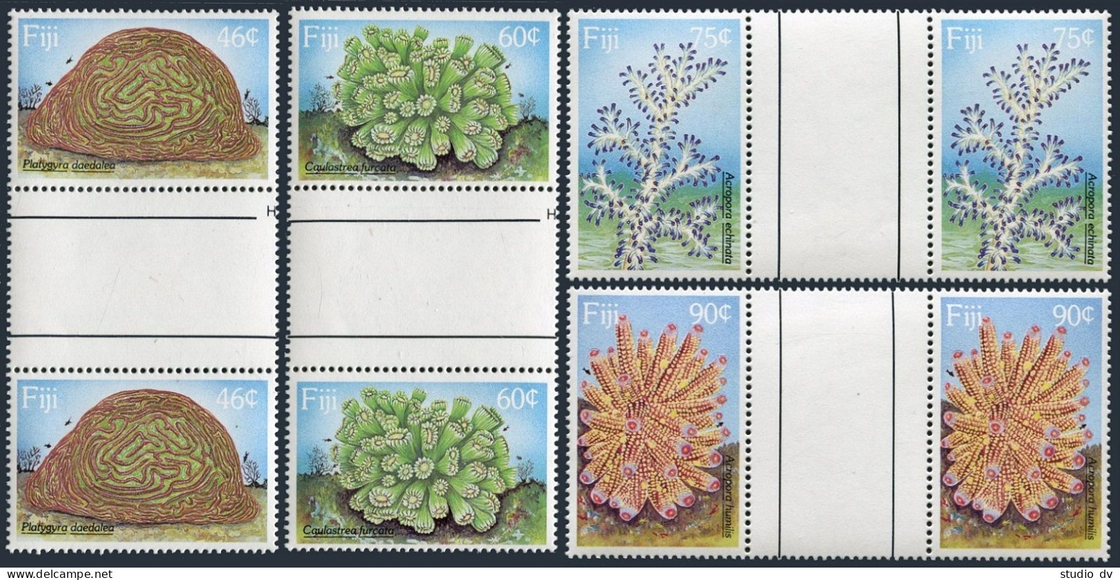 Fiji 607-610 Gutter, MNH. Michel 602-605. Corals 1989. - Fidji (1970-...)