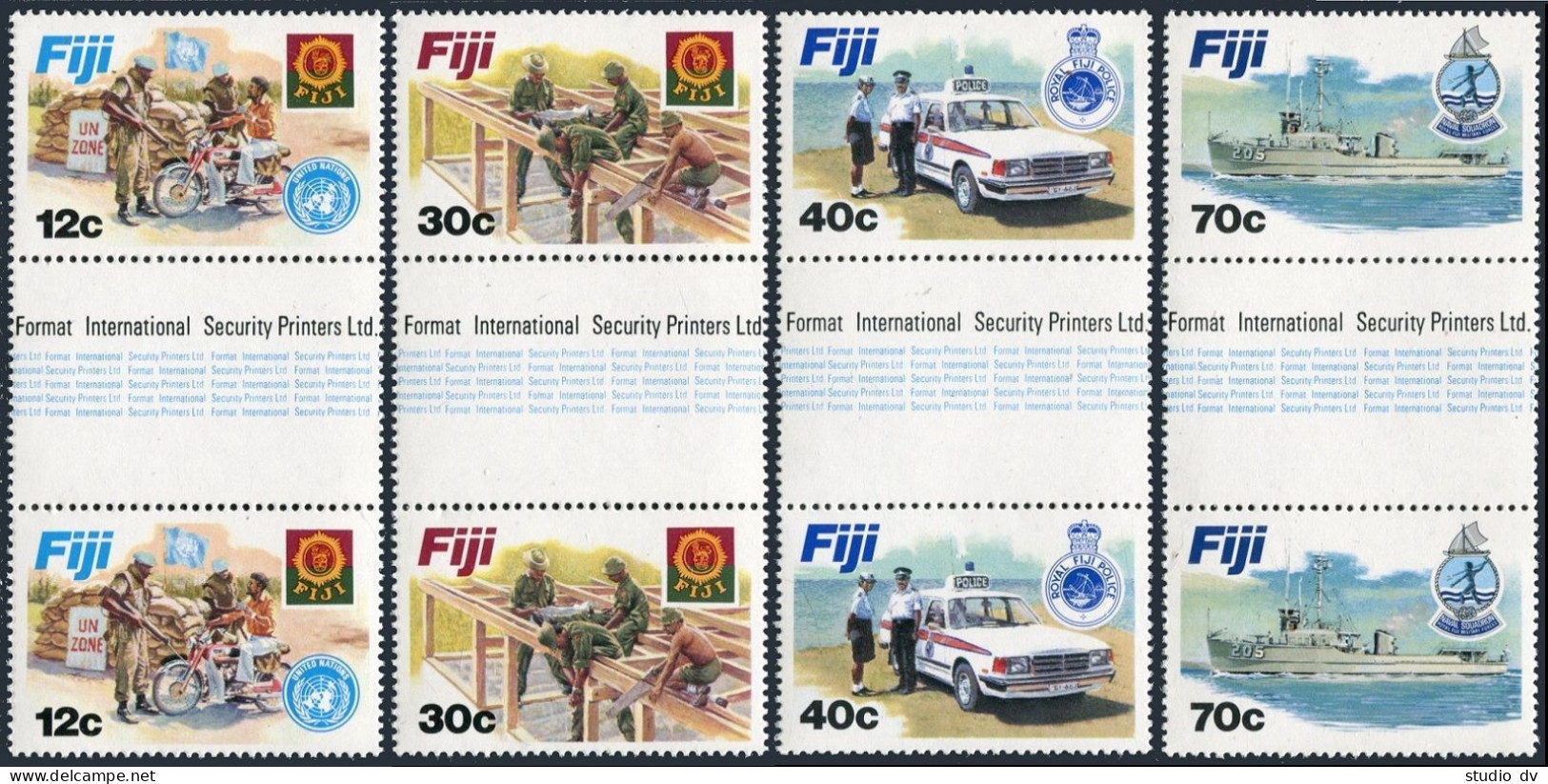 Fiji 462-465 Gutter, MNH. Michel 456-459. Disciplined Forces 1982. Police,Navy. - Fidji (1970-...)