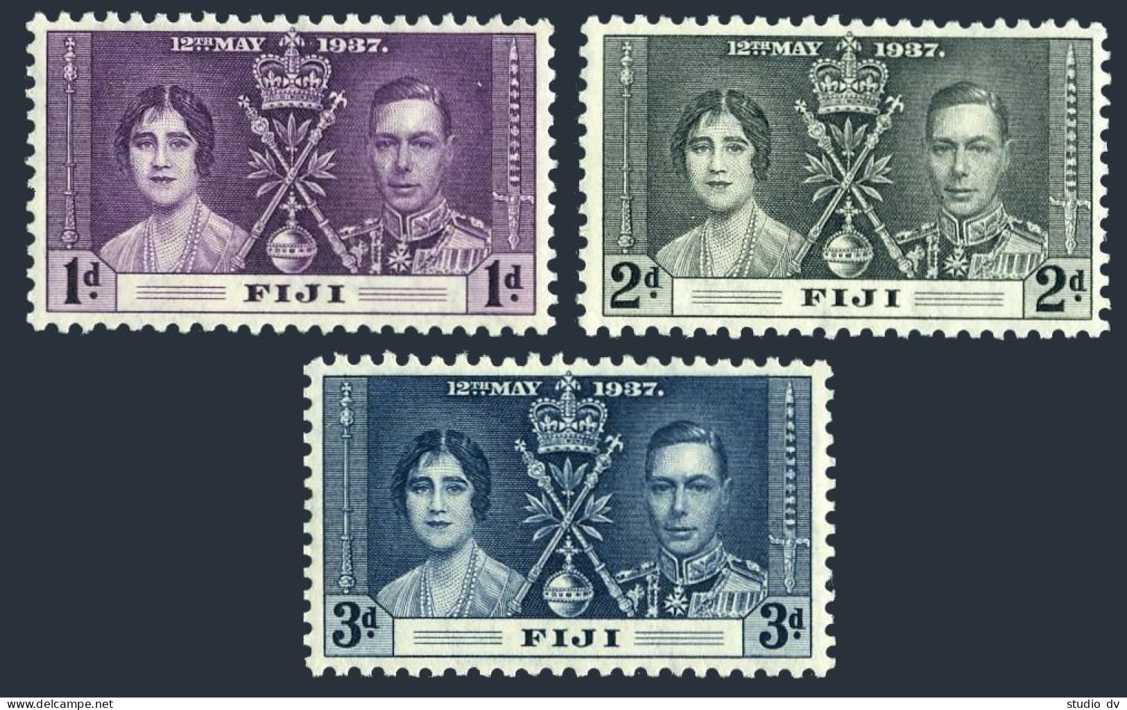 Fiji 114-116,MNH.Michel 89-91. Coronation 1937.Queen Elizabeth & King George VI. - Fidji (1970-...)