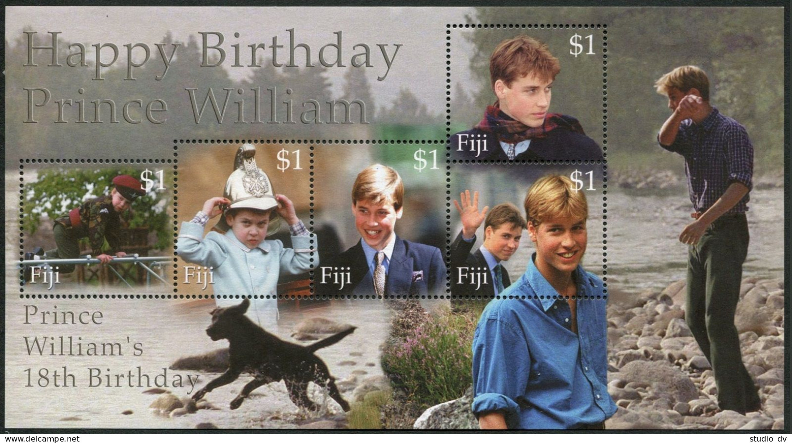 Fiji 889-892,893 Sheet,MNH.Michel 931-934,Bl.39. Prince William,18th Birthday. - Fiji (1970-...)