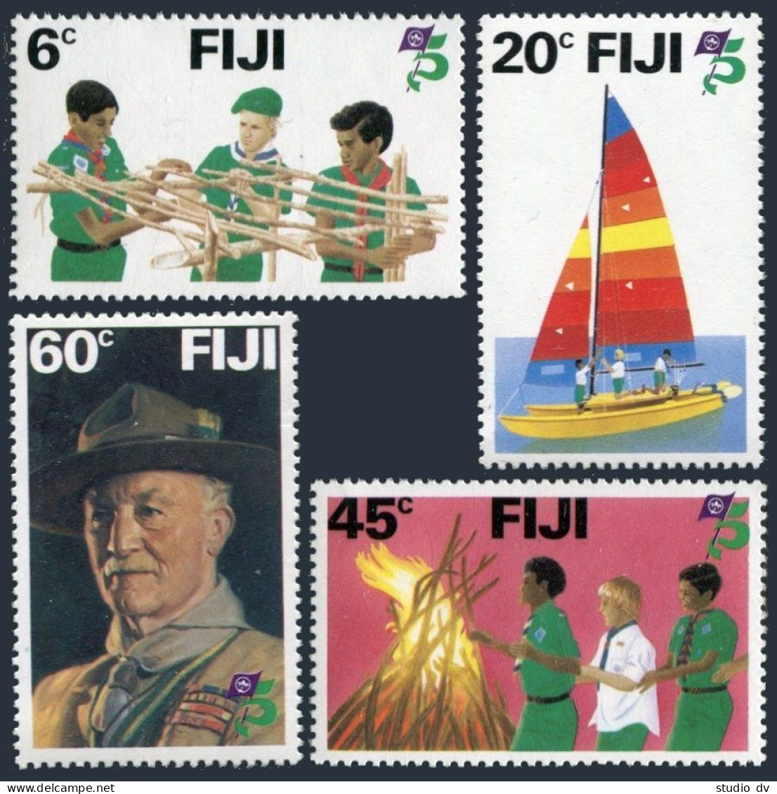 Fiji 458-461, MNH. Mi 452-455. Scouting Year 1982.Building,Sailing.Baden-Powell. - Fiji (1970-...)