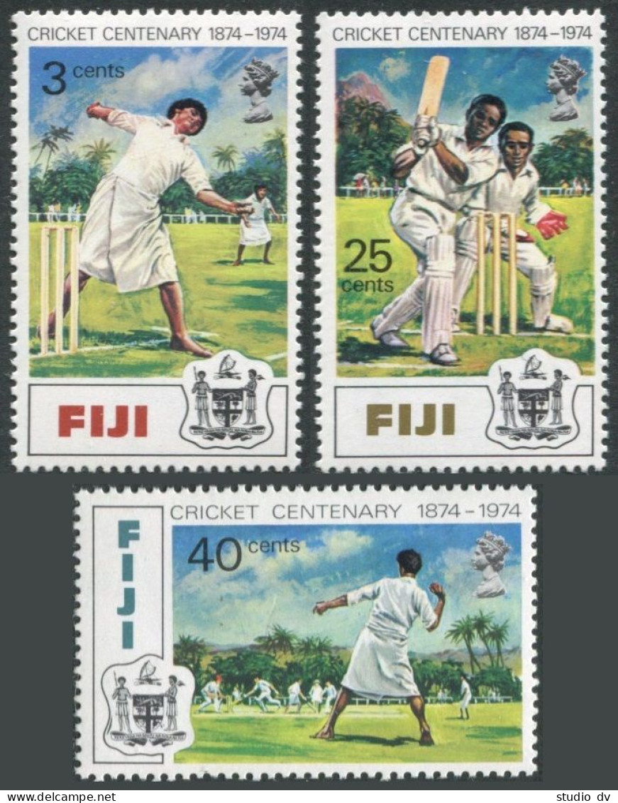 Fiji 344-346, MNH. Michel 317-319. Centenary Of Cricket In Fiji, 1974. - Fiji (1970-...)