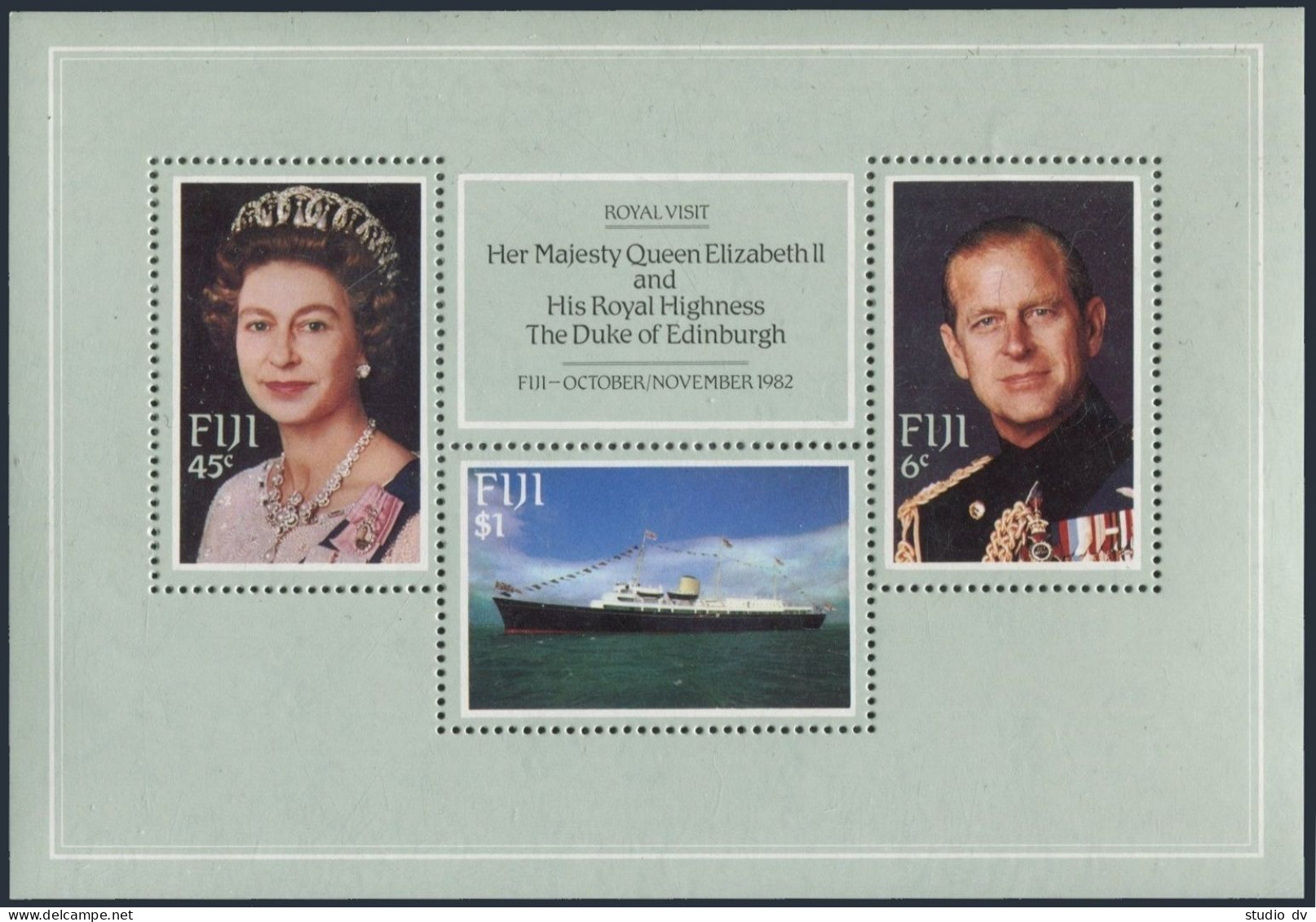 Fiji 474-476, MNH. Michel 468-469, Bl.3. Royal Visit,1982.QE II,Yacht Britannia. - Fiji (1970-...)