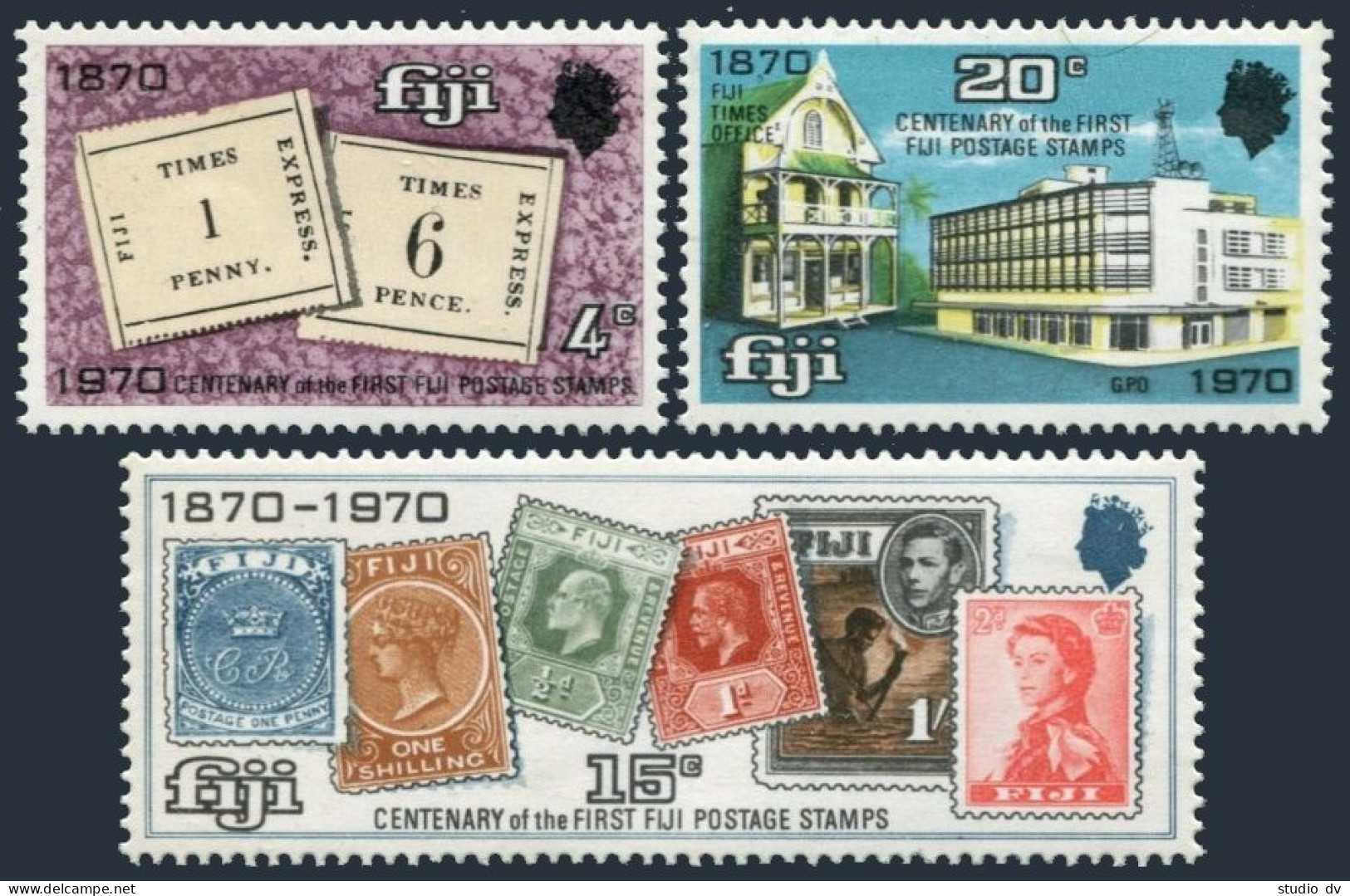 Fiji 301-303, MNH. Mi 273-275. Centenary Of First Postage Stamps Of Fiji. 1970 - Fidji (1970-...)