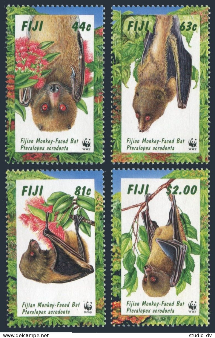 Fiji 797-800,800a Sheet, MNH. Mi 812-815, Klb. WWF 1997. Fijian Monkey-faced Bat - Fiji (1970-...)