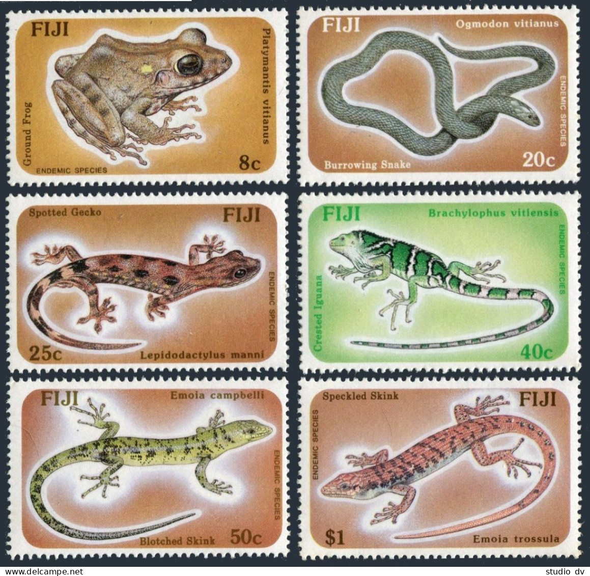 Fiji 554-559, MNH. Michel 545-547. Ground Frog,Snake, Gecko,Iguana,Skinks, 1986. - Fiji (1970-...)