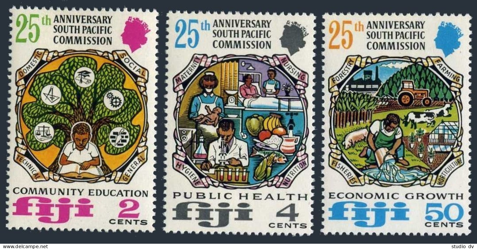 Fiji 324-326, MNH. Mi 295-297. South Pacific Commission, 25, 1972. Fruit, Cow, - Fidji (1970-...)