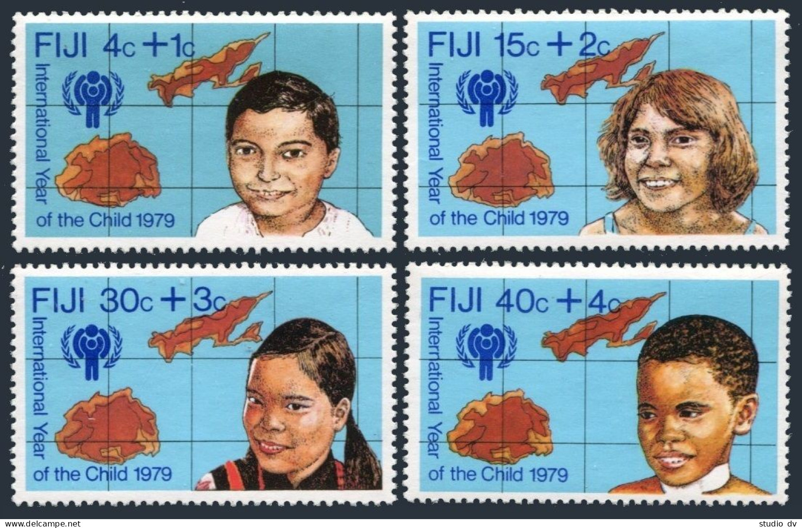 Fiji B7-B10, MNH. Michel 416-419. Year Of Child IYC-1979. Map, Children. - Fidji (1970-...)