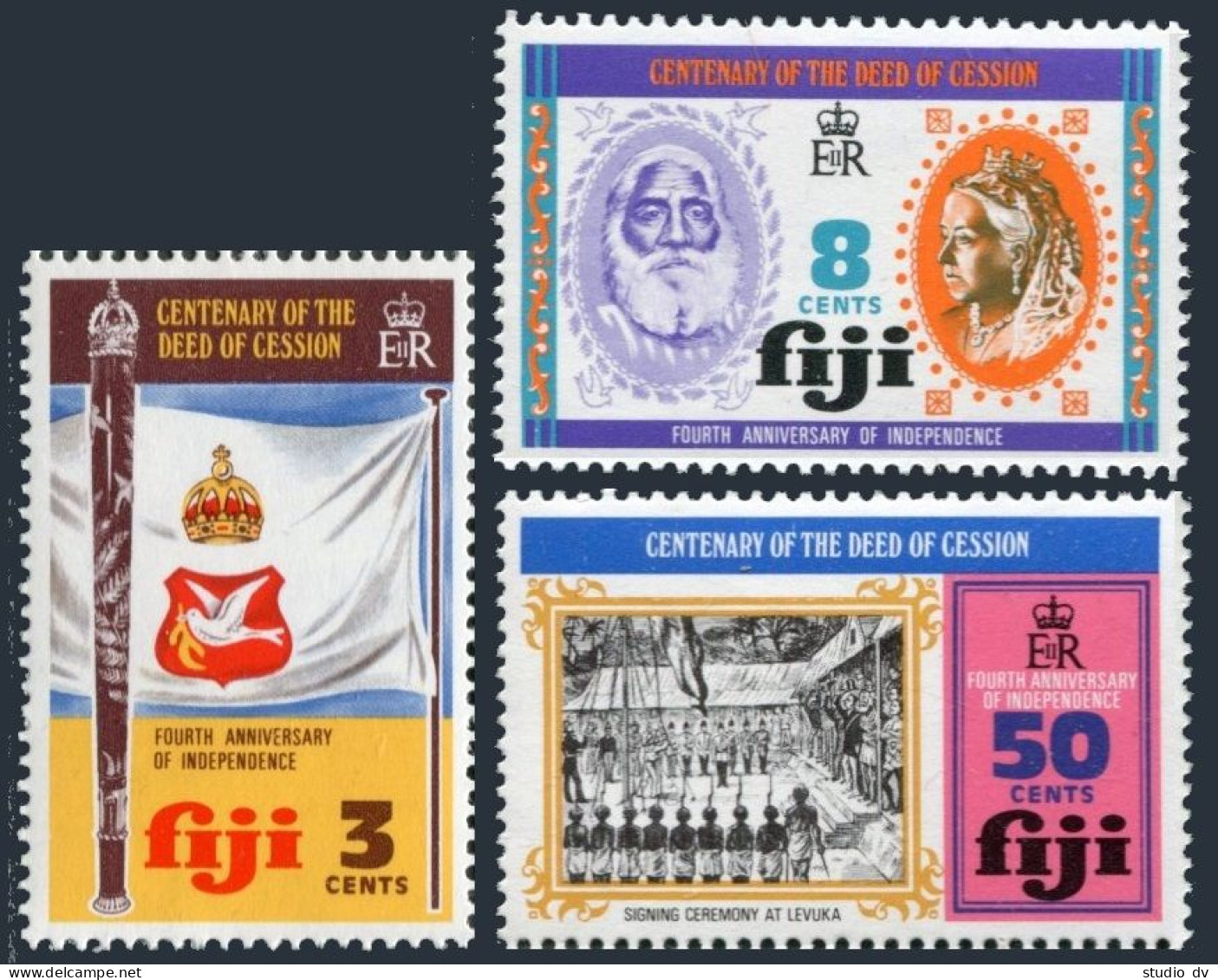 Fiji 354-356, MNH. Michel 327-329. Independence, 4, 1974. King Cakobau,Victoria. - Fidji (1970-...)