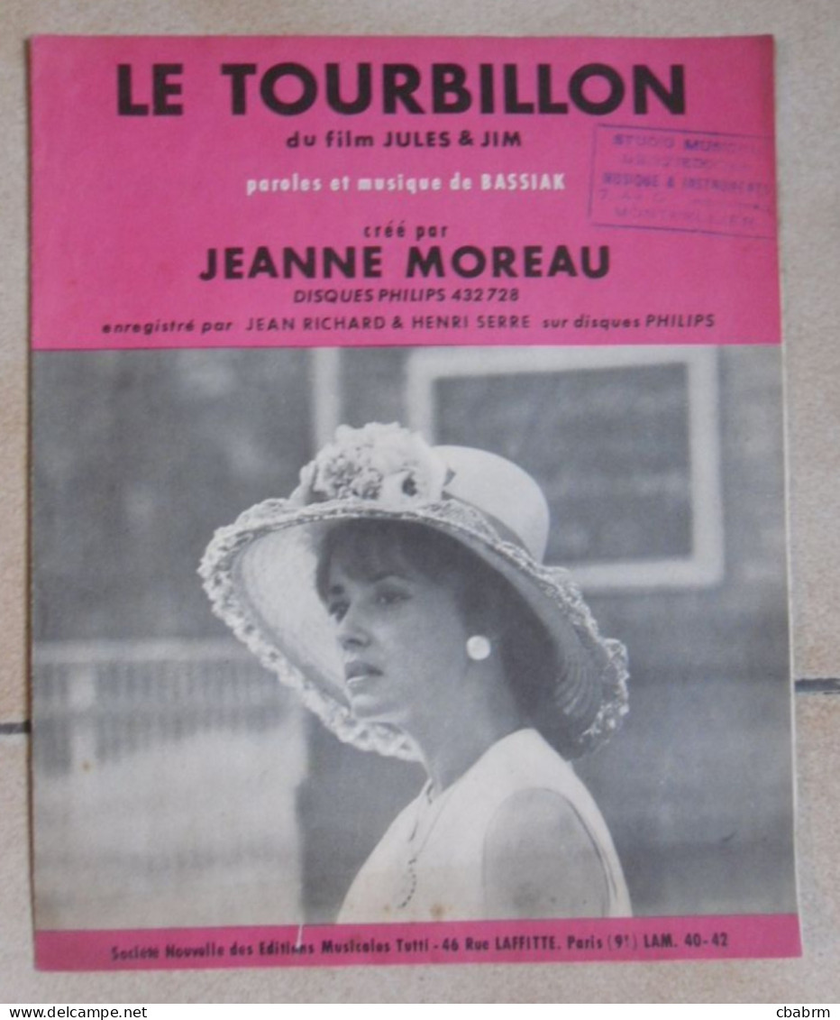 PARTITION LE TOURBILLON JEANNE MOREAU En 1962 - Scores & Partitions