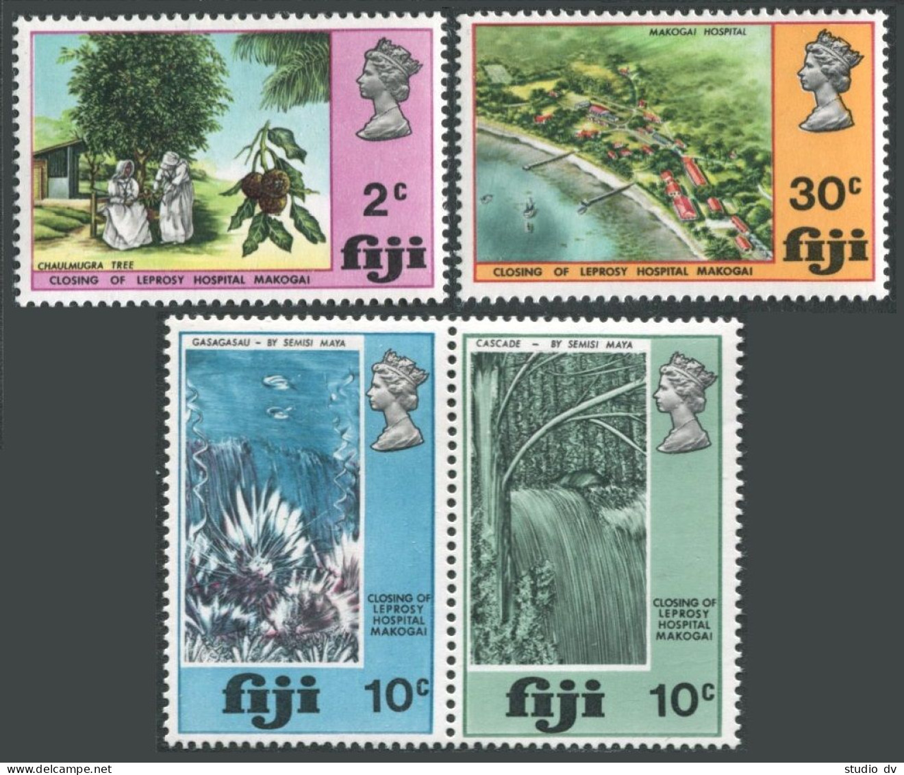 Fiji 289-292 Pair, MNH. Mi 261-264. Leprosy Hospital, 1970. Waterfalls, Tree. - Fidji (1970-...)