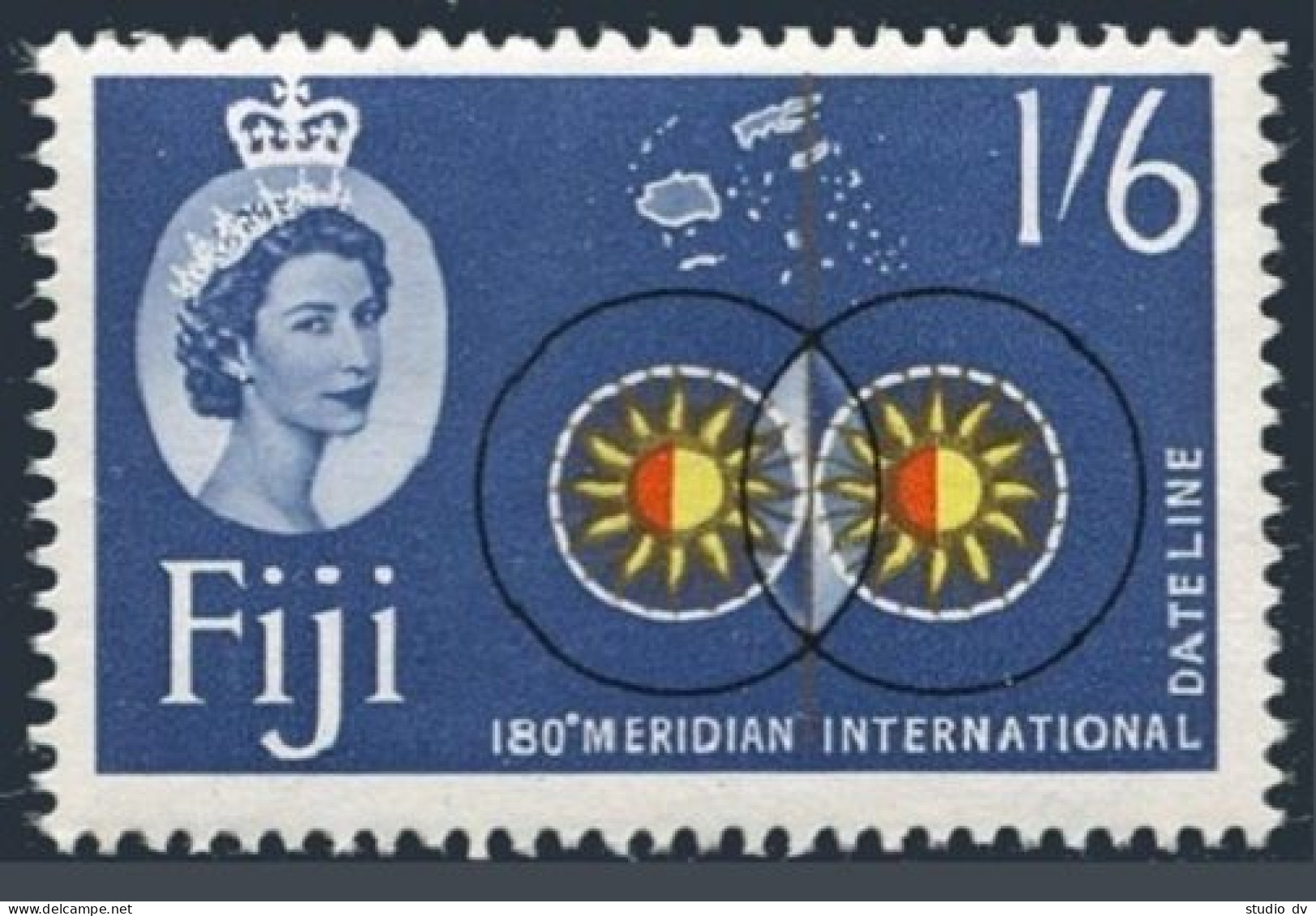 Fiji 183, MNH. Michel 161. 180th Meridian And International Dateline, 1962. Map. - Fiji (1970-...)