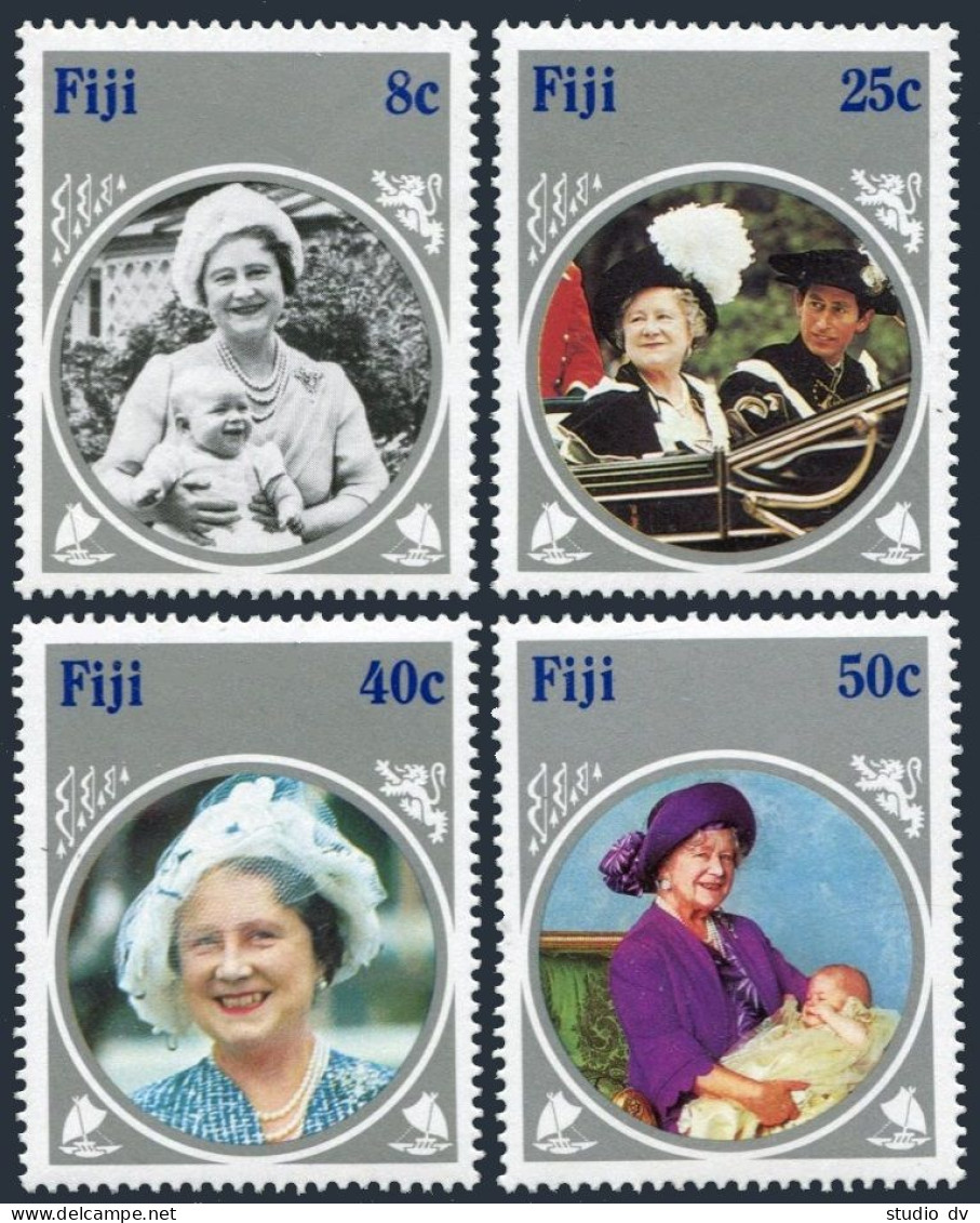 Fiji 531-535, MNH. Mi 525-528, Bl.6. Queen Mother Elizabeth 85th Birthday, 1985. - Fiji (1970-...)