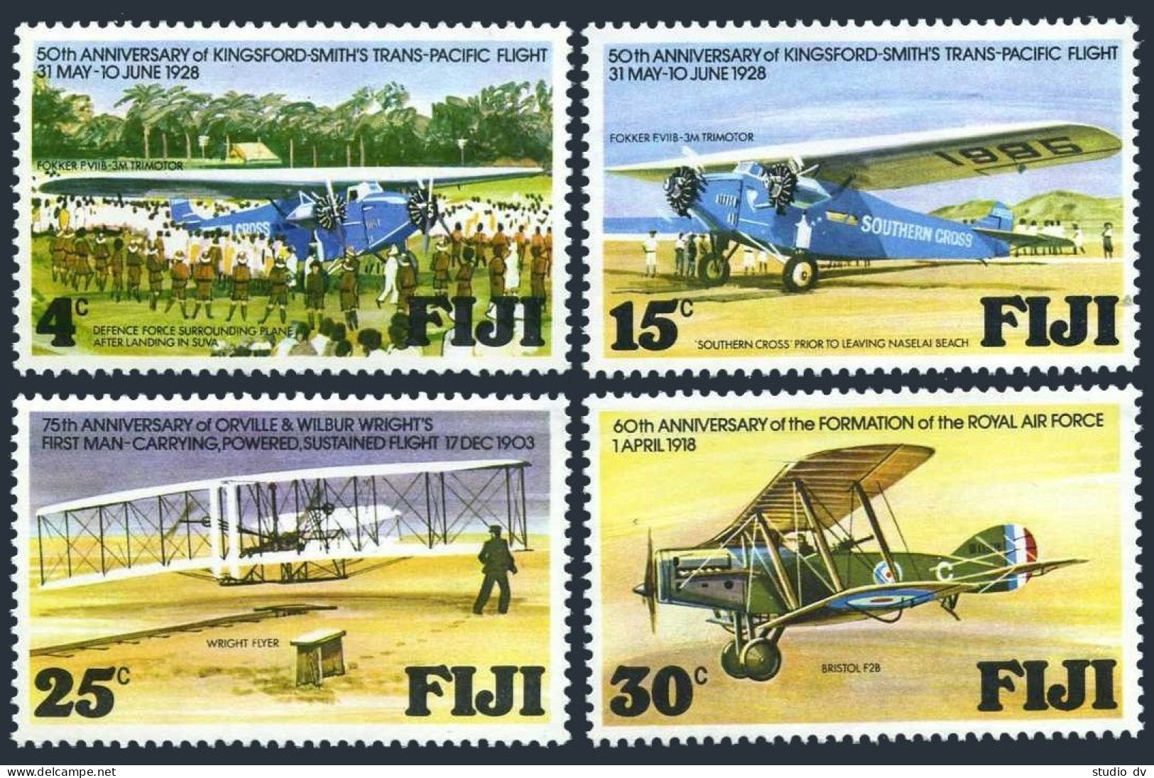 Fiji 385-388, MNH. Mi 375-378. Kingsford-Smiths Trans-Pacific Flight, 50, 1978. - Fiji (1970-...)