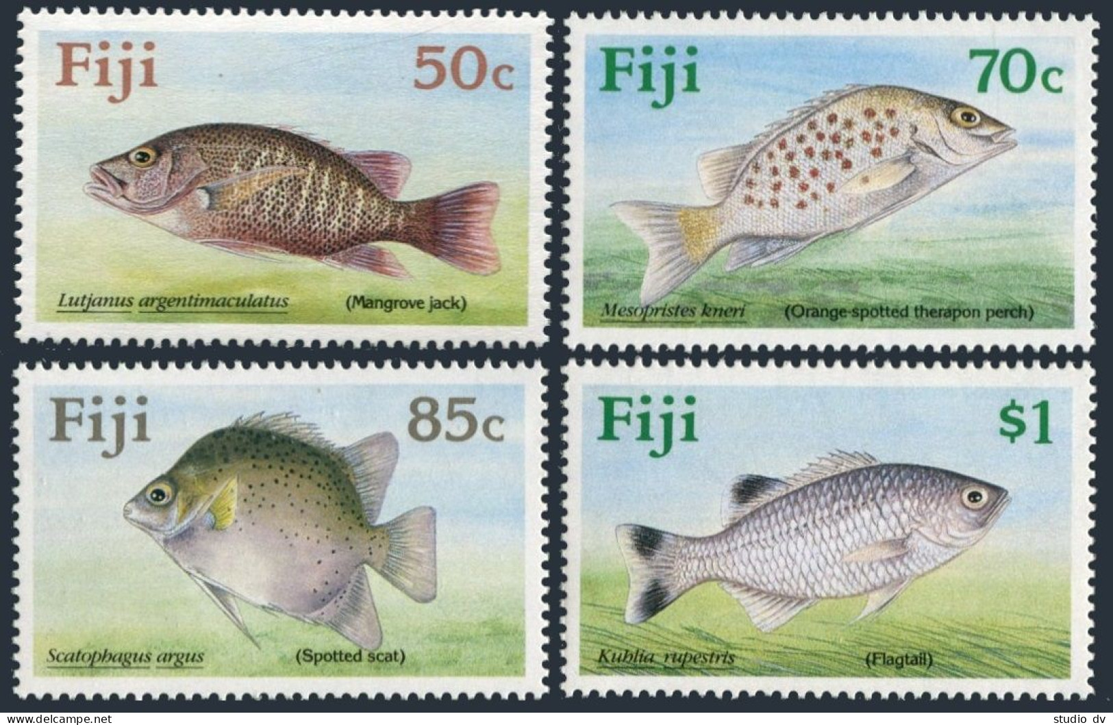 Fiji 619-622, MNH. Mi 614-617. Fish 1990. Mangrove Jack, Theraton Perch, Scat, - Fiji (1970-...)