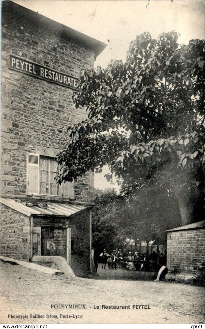 Poleymieux-au-Mont-D'Or Canton De Neuville-sur-Saône Restaurant Peytel Commerce Rhône 69250 Cpa Voyagée En 1909 B.Etat - Other & Unclassified