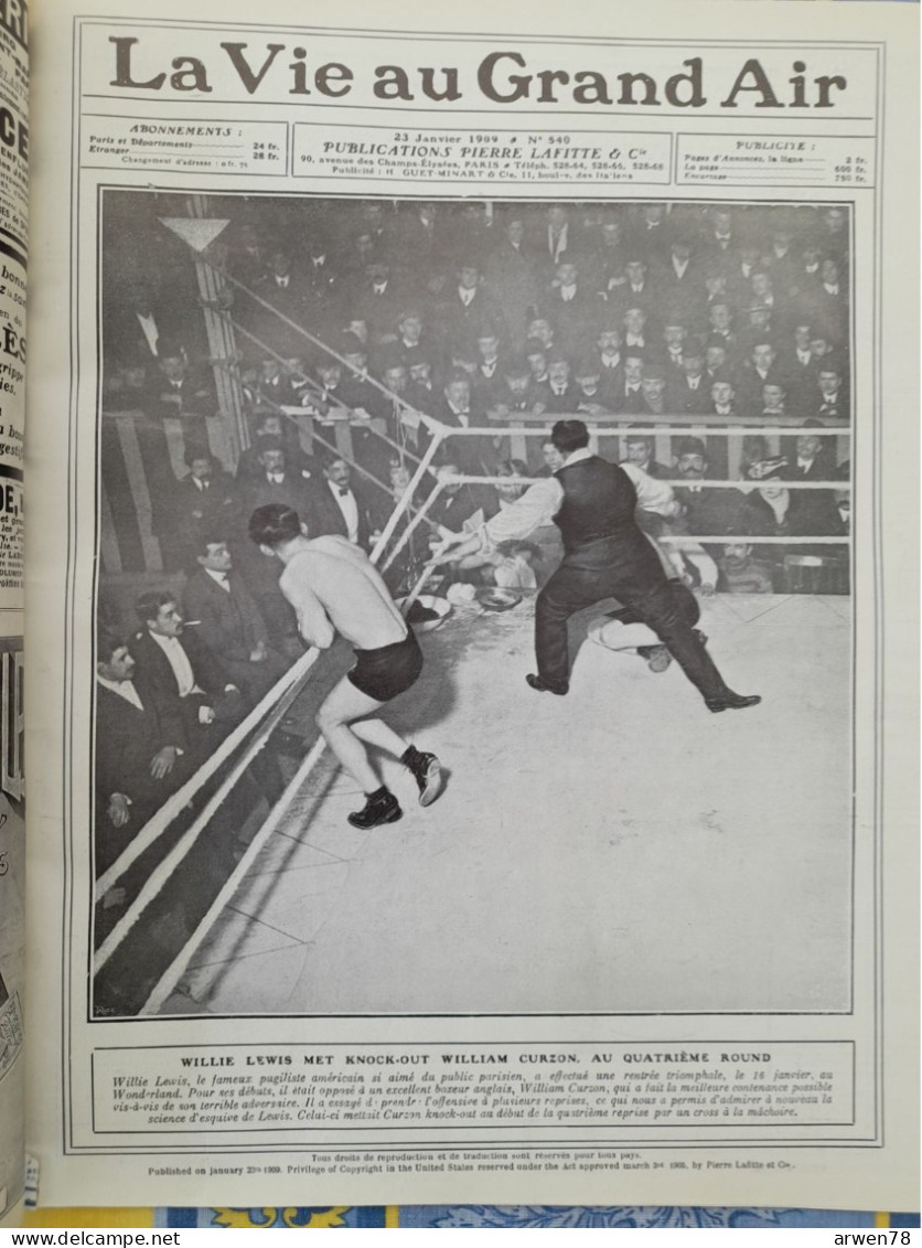 LA VIE AU GRAND AIR N° 540 /1909 BOXE COURSES DE NICE DE LONDRES EN RUSSIE EN BALLON ORVILLE WRIGHT VOITURES  ETC .... - 1900 - 1949