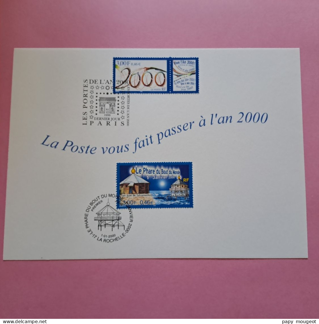 La Poste Vous Fait Passer à L'an 2000 Paris 31-12-1999 La Rochelle 01-01-2000 Format 20 X 14.5 Cm - 1990-1999