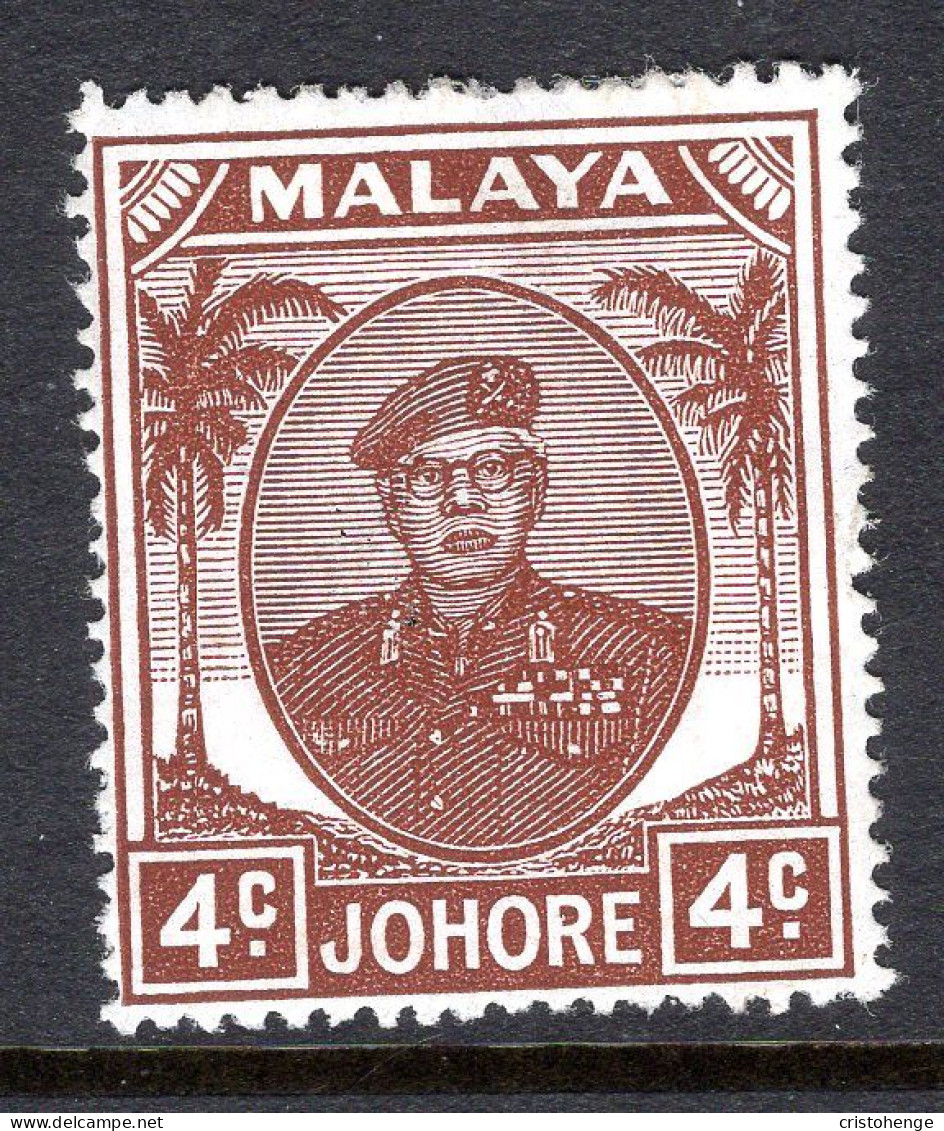 Malaysian States - Johore - 1949 Sultan Sir Ibrahim - 4c Brown HM (SG 136) - Johore