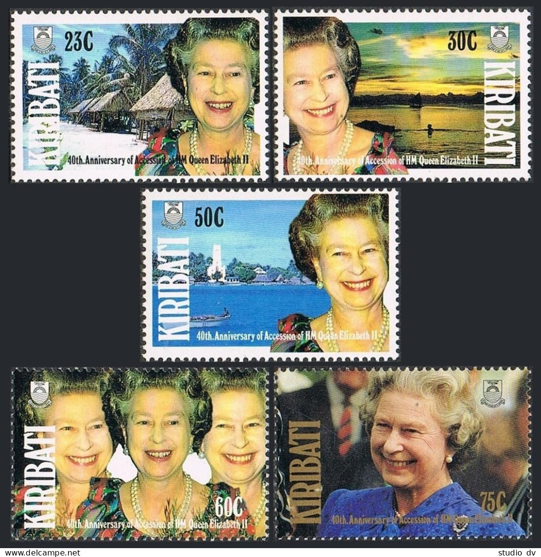 Kiribati 582-586,MNH.Michel 582-586. Queen Elizabeth II,Throne-40,1992. - Kiribati (1979-...)