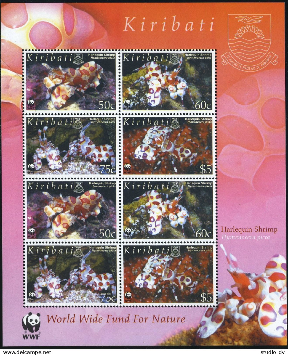 Kiribati 878a Sheet, MNH. WWF 2005. Various Depictions Of Harlequin Shrimps. - Kiribati (1979-...)