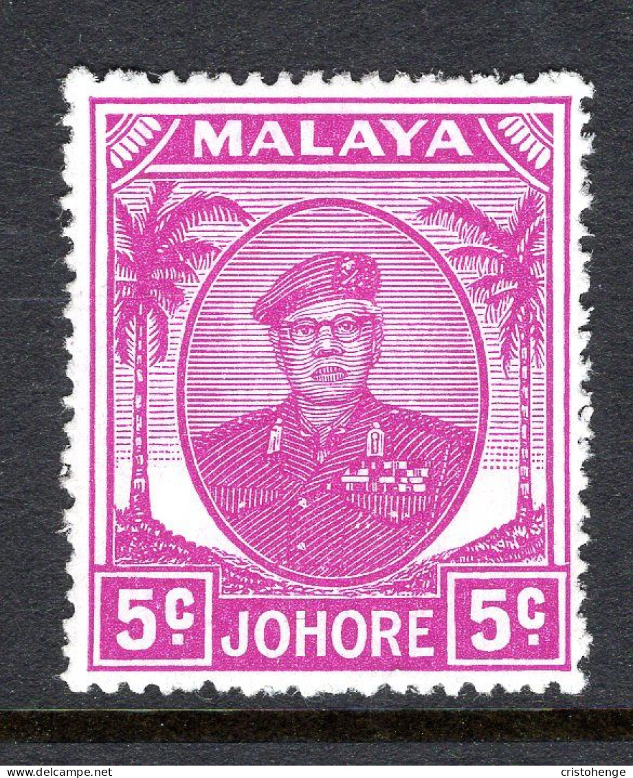 Malaysian States - Johore - 1949 Sultan Sir Ibrahim - 5c Bright Purple HM (SG 136a) - Johore