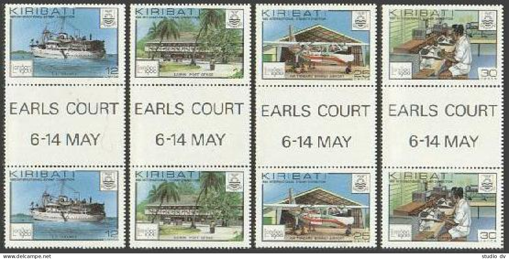Kiribati 352-355 Gutter, MNH. Mi 349-352. LONDON-1980: Post Office,ship,airplane - Kiribati (1979-...)