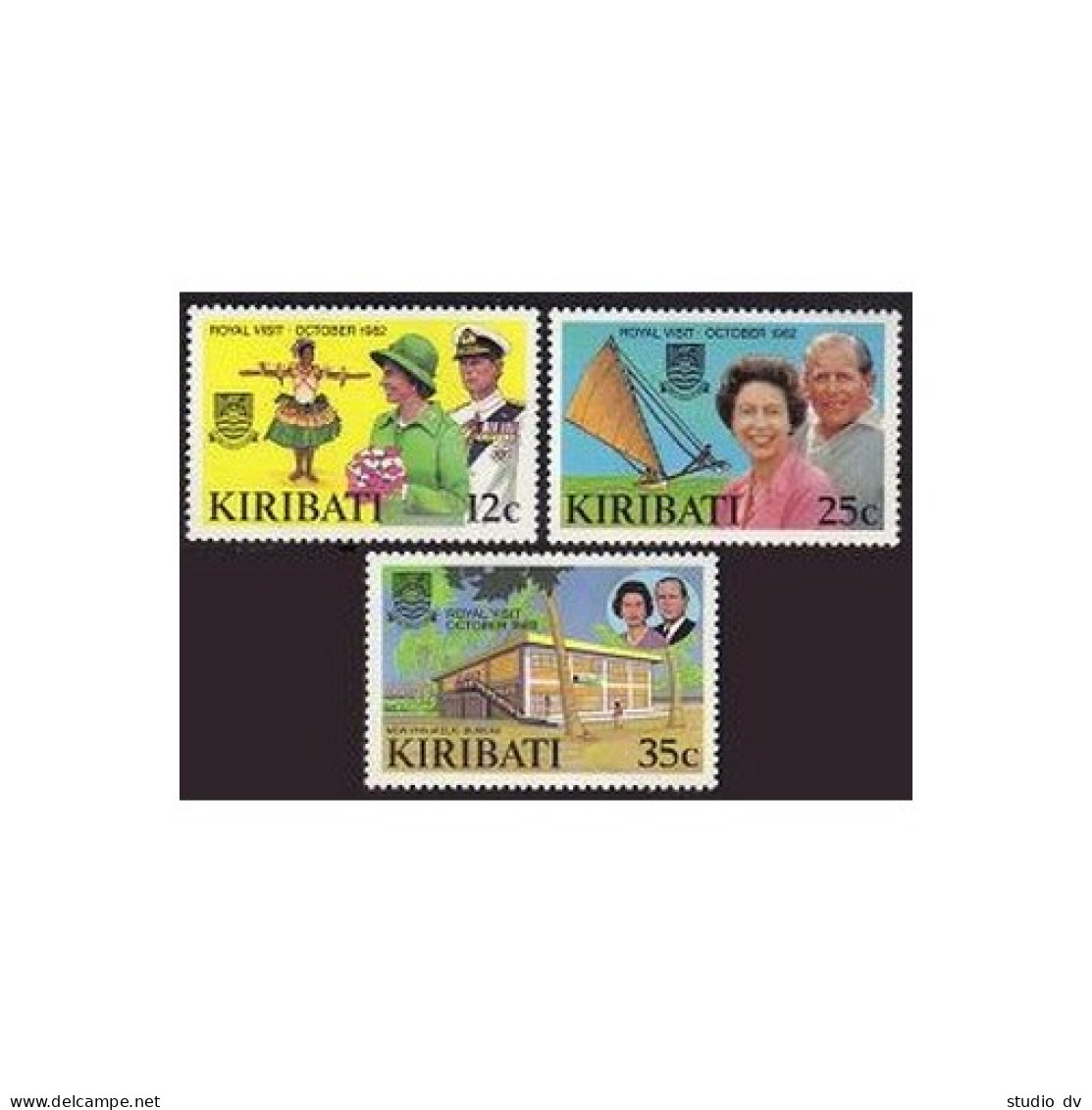 Kiribati 414-417, MNH. Mi 412-414,Bl.10. QE II & Prince Philip Visit, Map, Ship. - Kiribati (1979-...)