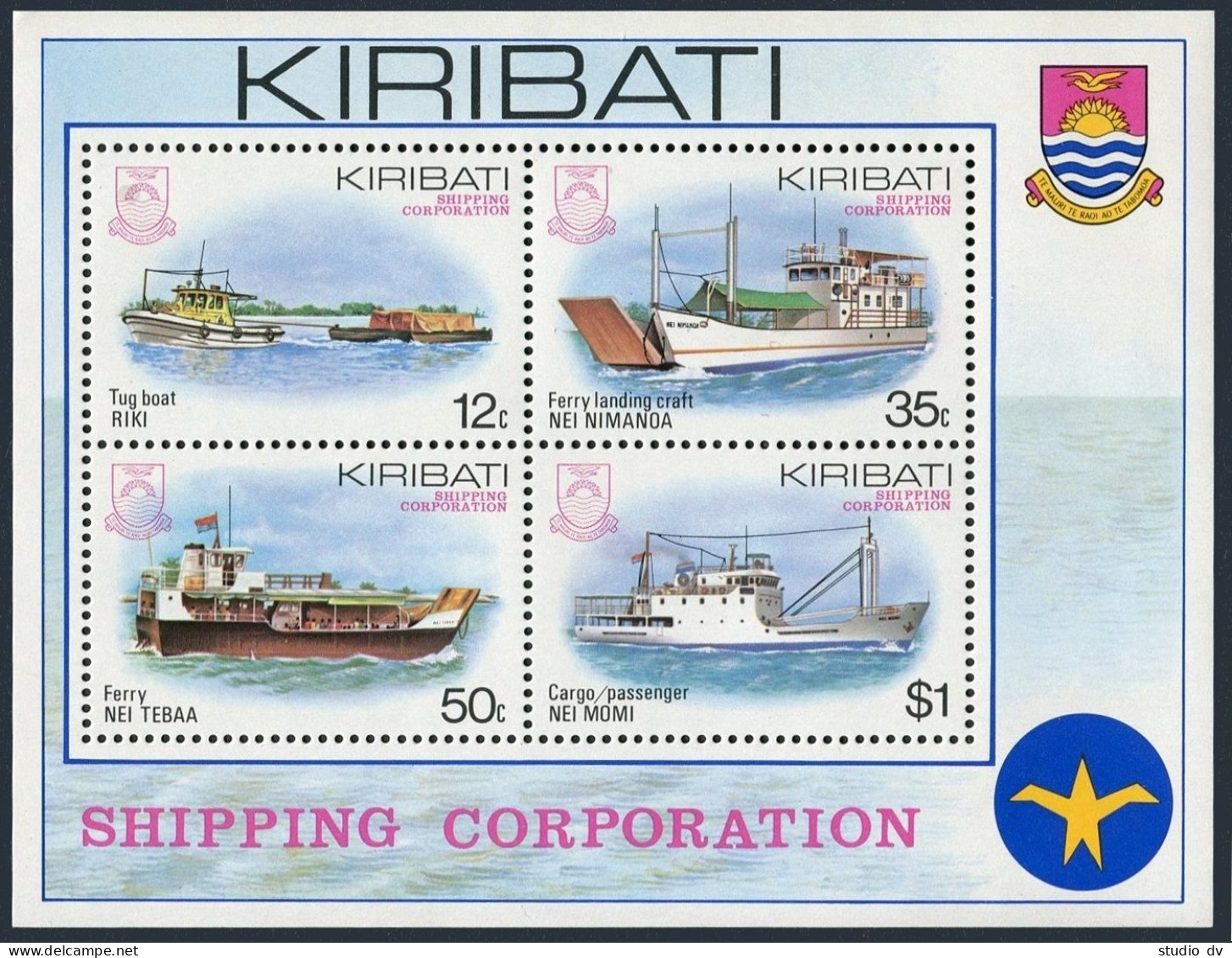 Kiribati 443a Sheet,MNH.Michel Bl.11. Shipping Corporation 1984.Local Ships. - Kiribati (1979-...)