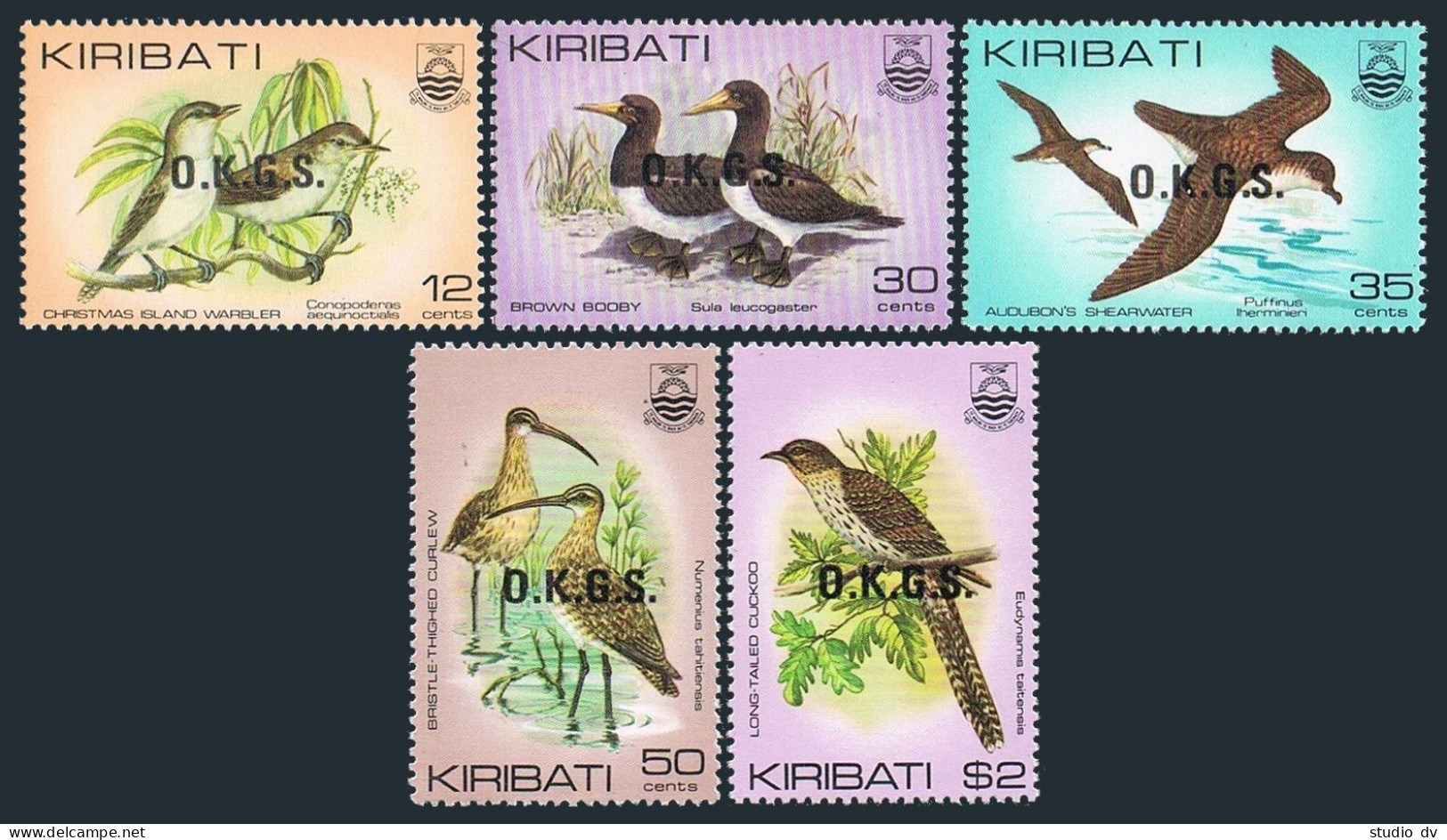 Kiribati O16-O20, MNH. Michel P16-P20. Official 1983. Warbler, Booby, Shearwater - Kiribati (1979-...)