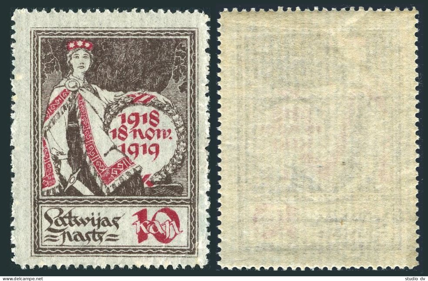 Latvia 60, MNH. Michel 32y. Allegory-One Year Independence, 1919. - Letland