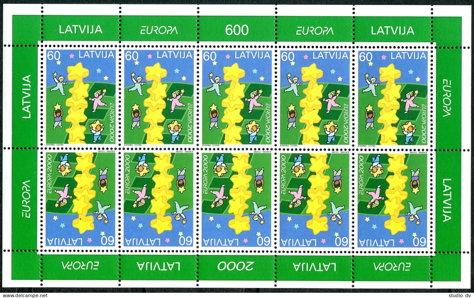 Latvia 504 Sheet, MNH. Michel 519 Klb. Europa CEPT-2000. Stars. - Lettonie