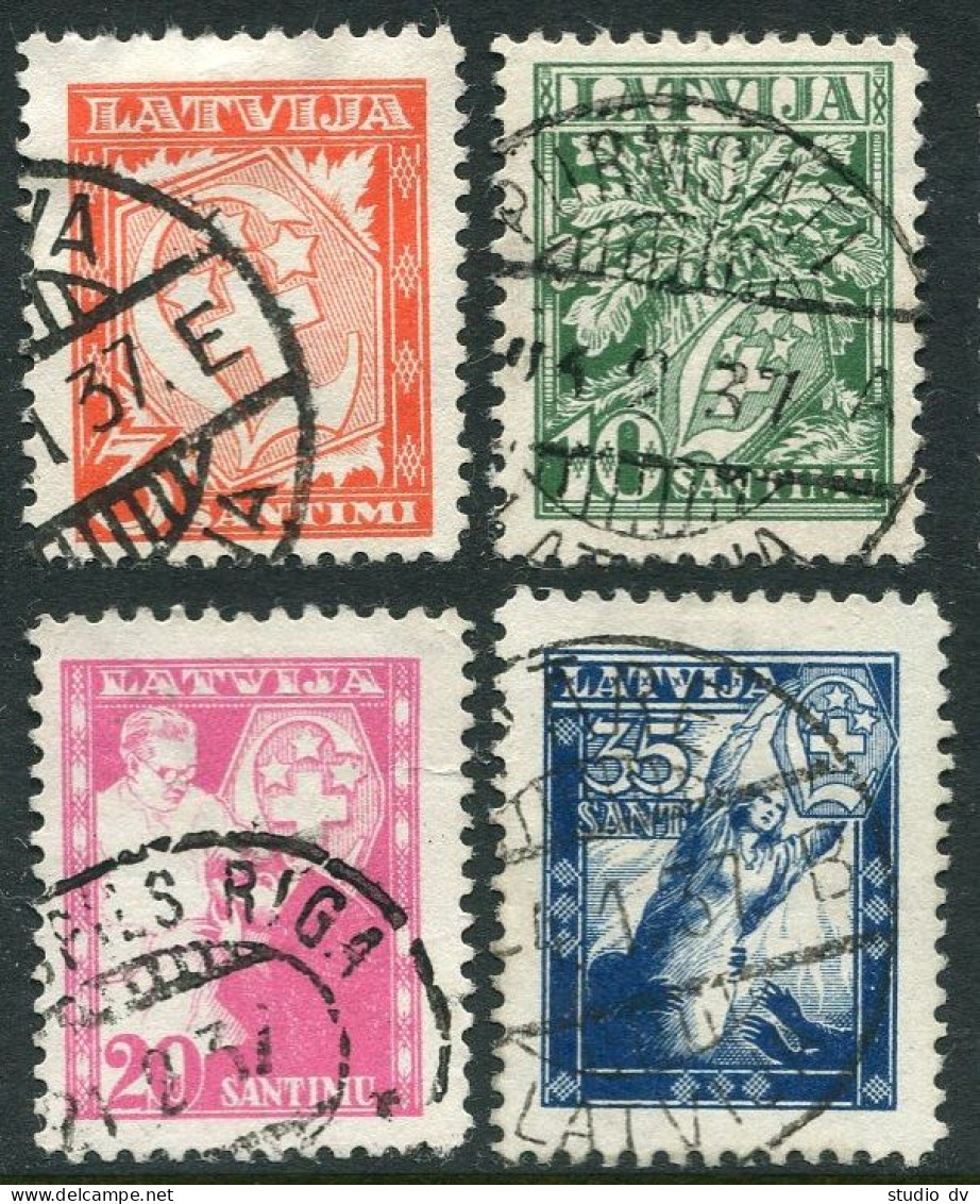 Latvia B92-B95, Used. Mi 242-245. Unified Latvia, Strength Of Union, Aid, 1936. - Lettland