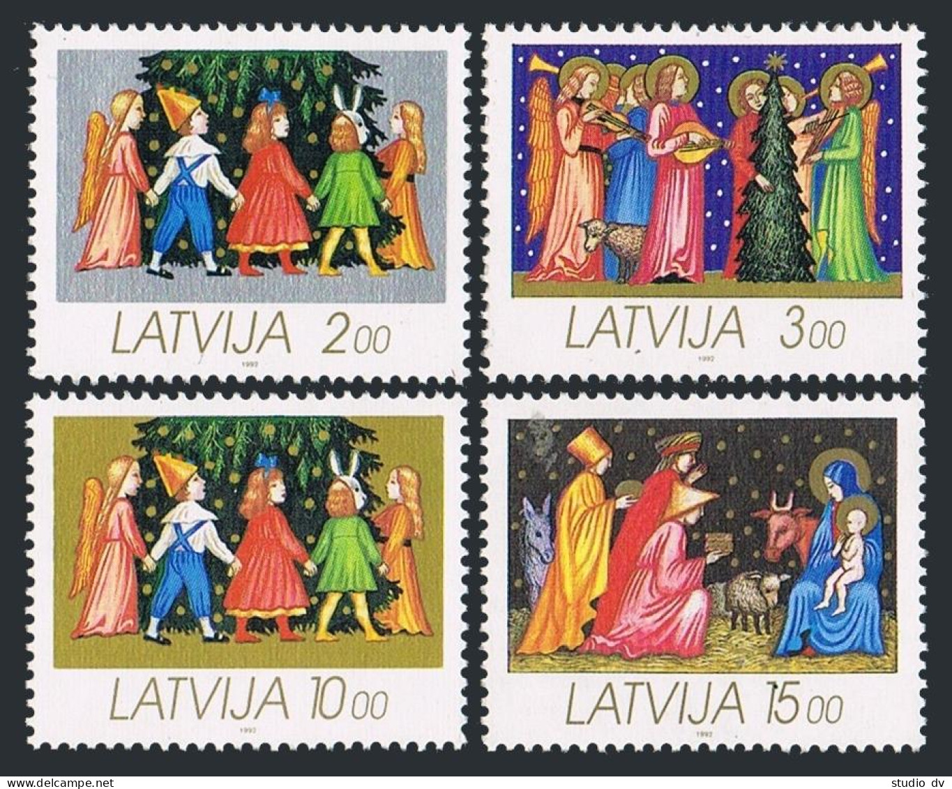 Latvia 336-339, MNH. Michel 344-347. Christmas 1992. - Letland