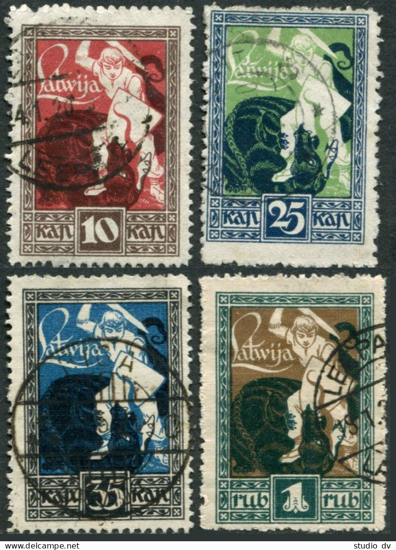 Latvia 64-67,used.Michel 36-39. Warrior Slaying Dragon,1919-1920. - Lettland