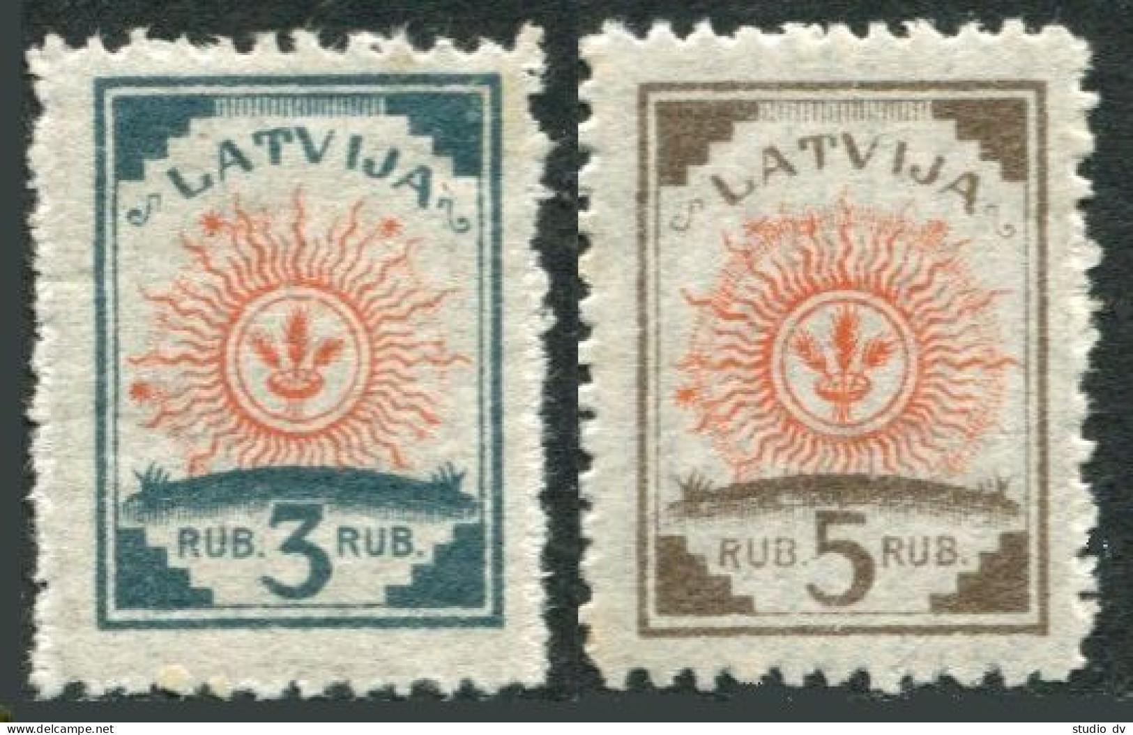 Latvia 57-58 Laid Paper,hinged.Michel 30-31a. Arms 1919. - Letonia