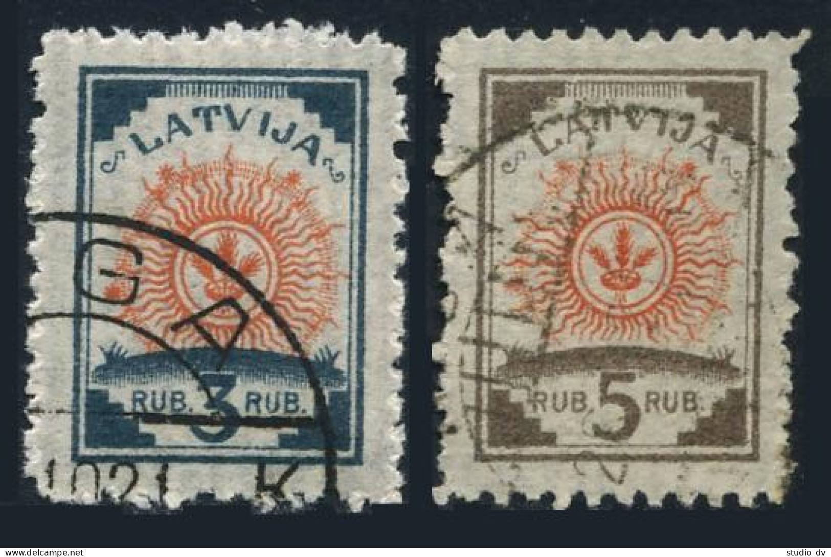 Latvia 57-58 Laid Paper,used.Michel 30-31a. Arms 1919. - Lettonia